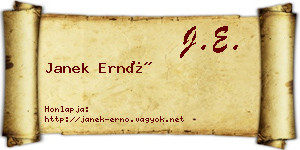 Janek Ernő névjegykártya